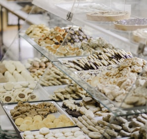 baked pastry lot in serve-over counter