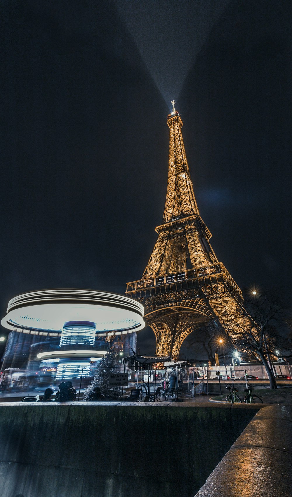 Eiffel Tower, Paris turned on lights
