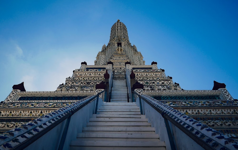 worm's-eye-view of gray concrete temple