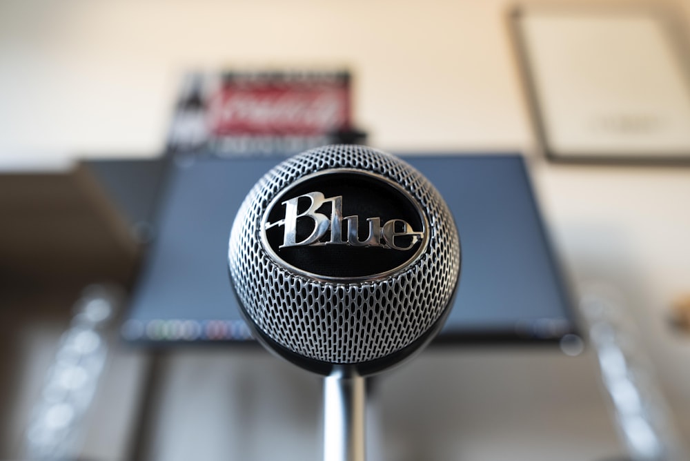 gray Blue condenser microphone