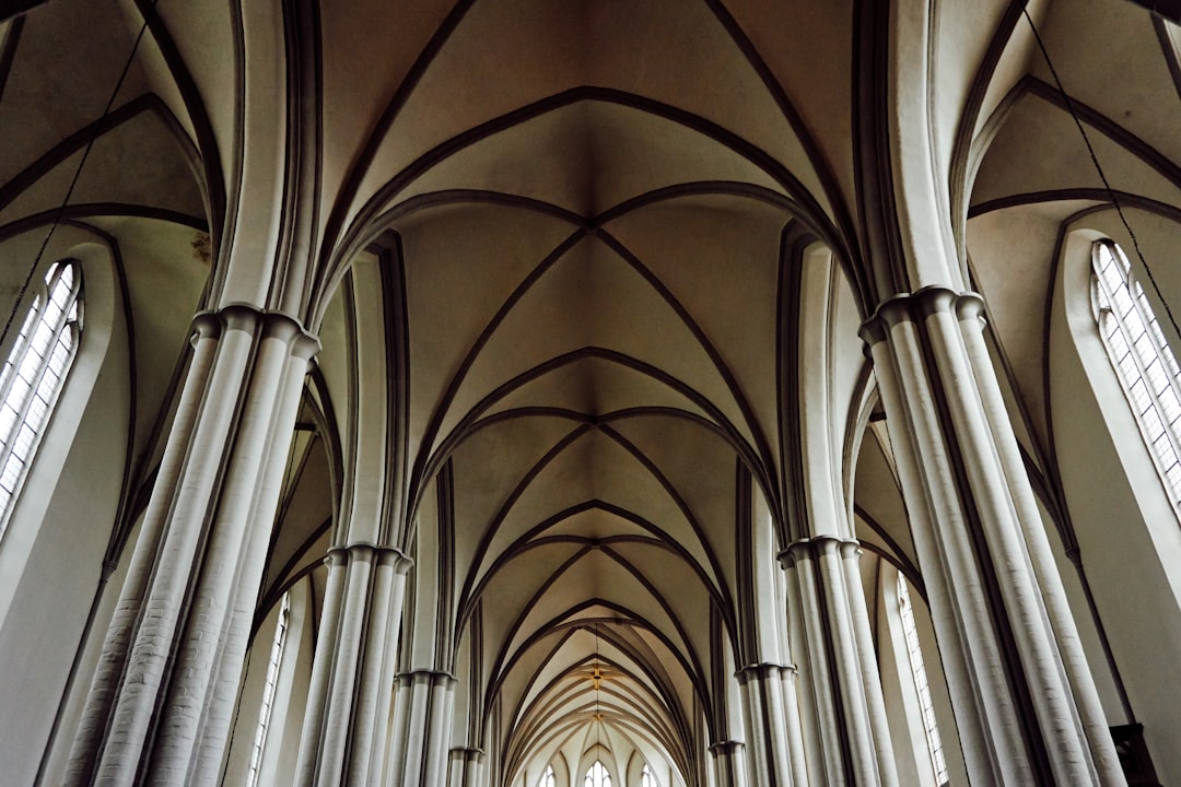 low-angle photography of building ceiling,