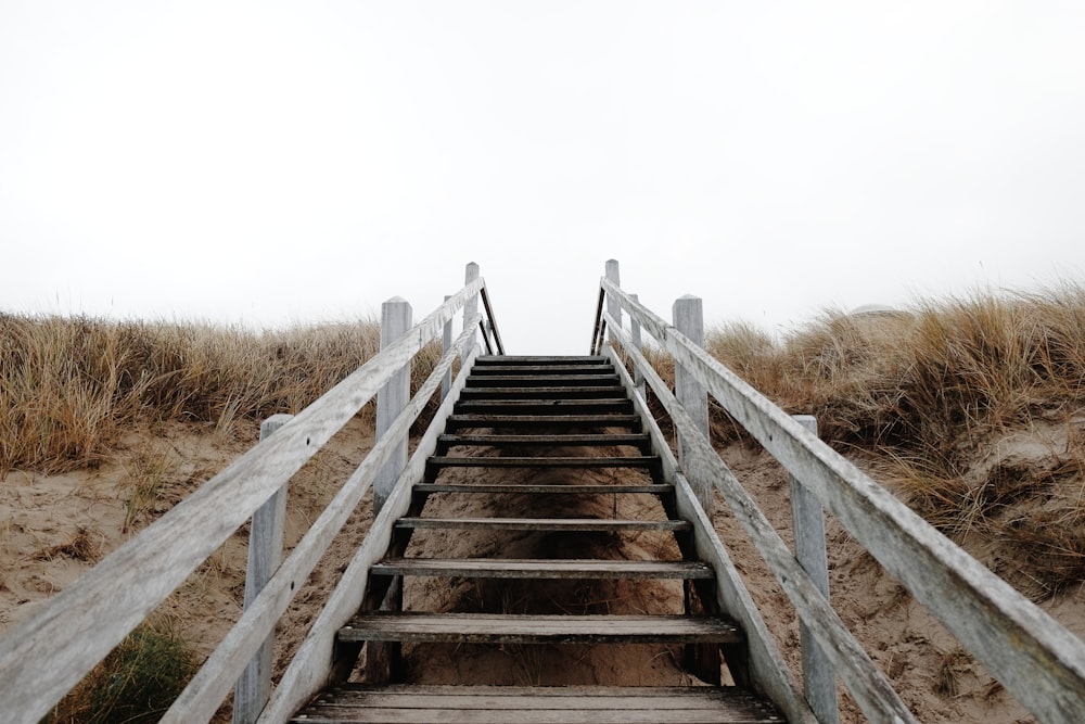 gray wooden staircase outdoor