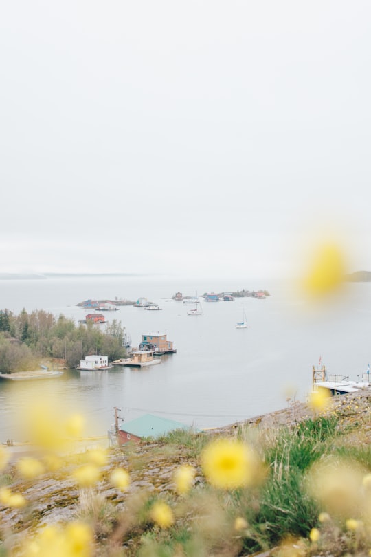 boats at body of water in Yellowknife Canada