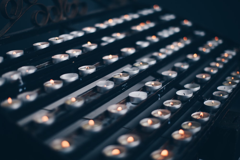 tealight on metal racks