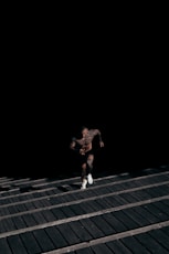 man running on staircase