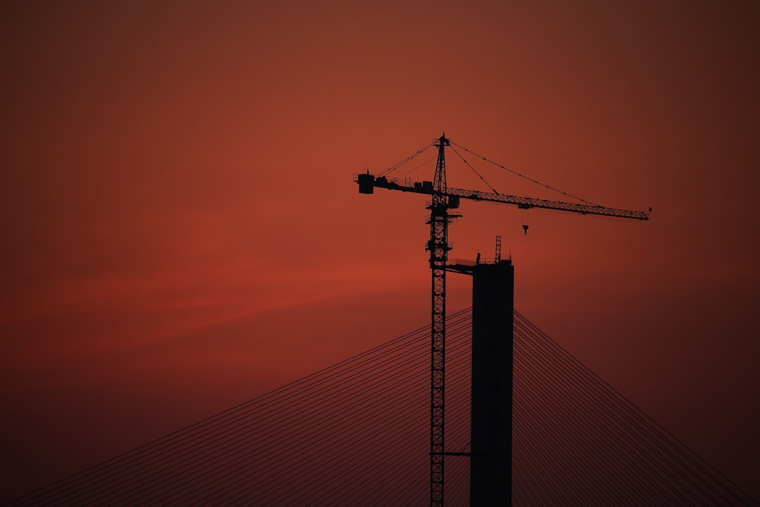 This is a bridge under construction, twilight is particularly spectacular!