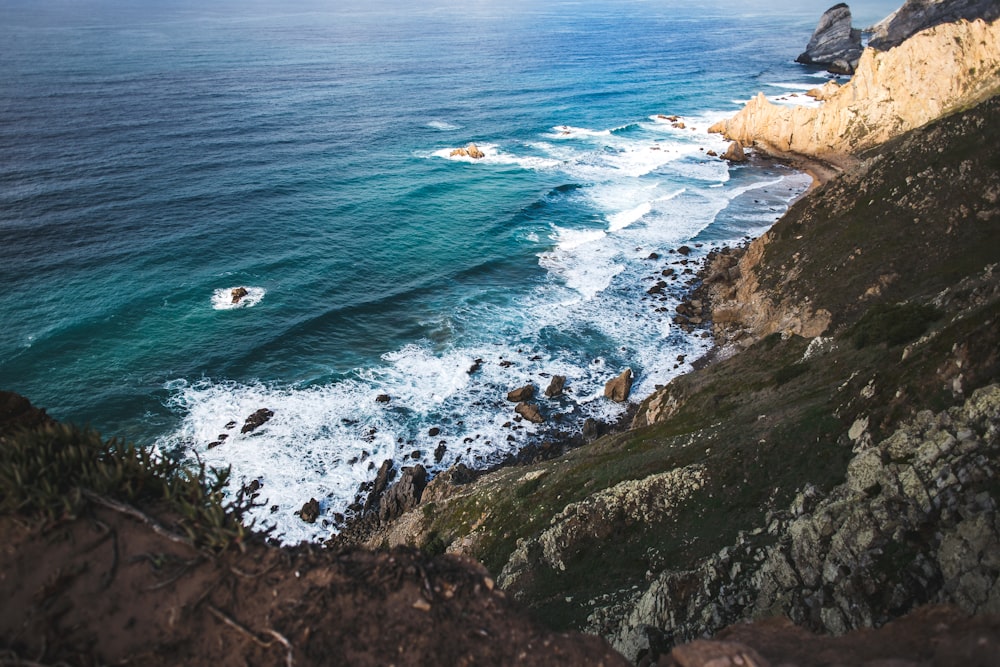 rock mountain and sea