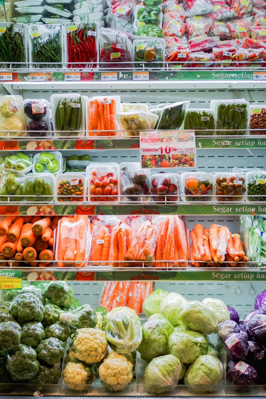 Fresh vegetables and produce ready for packaging