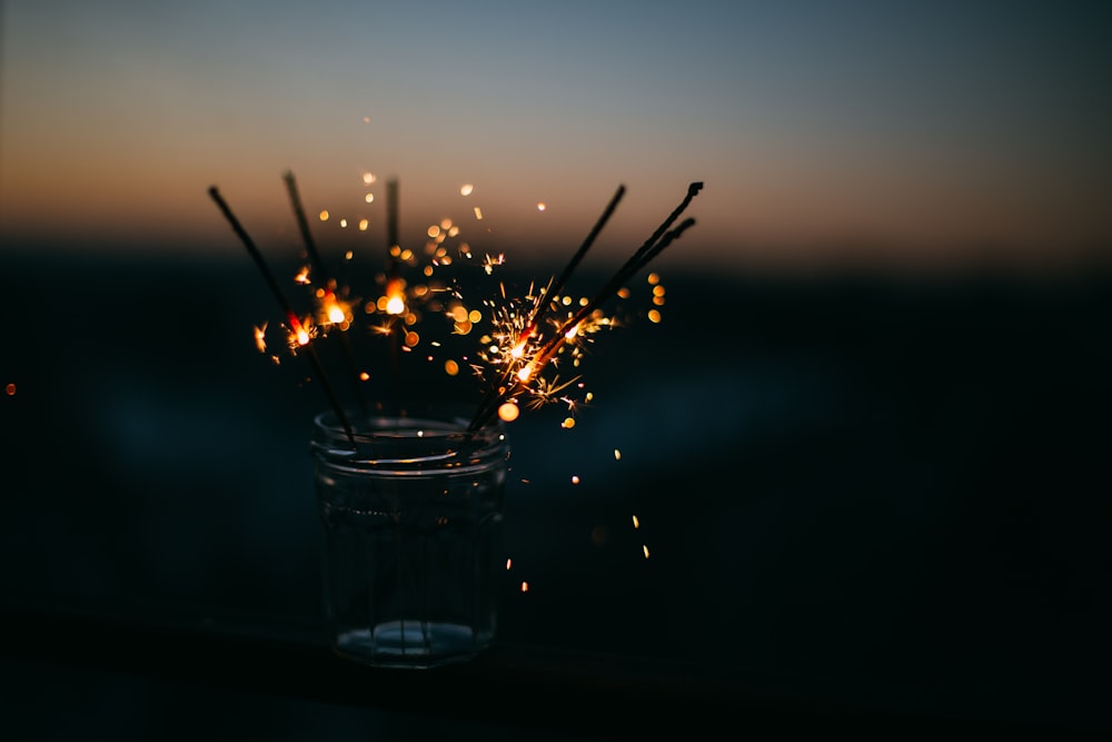 sparkler on jar