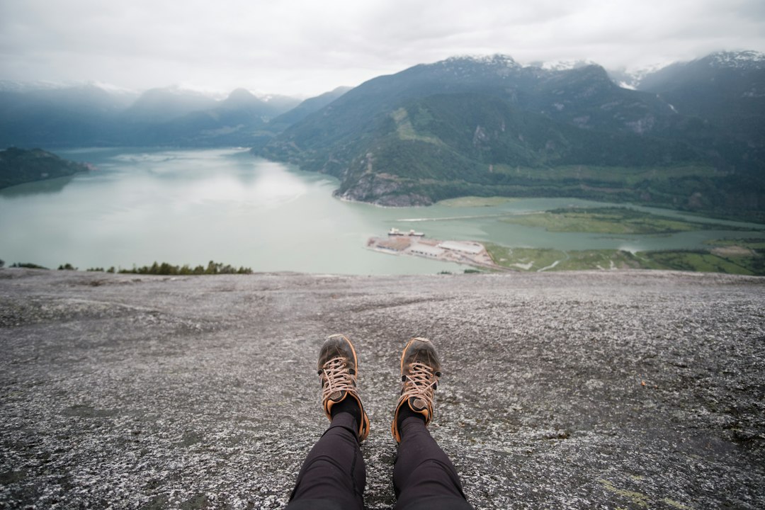 waterproof hiking boots closeup