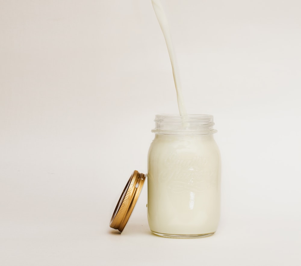 mason jar filled with smoothie