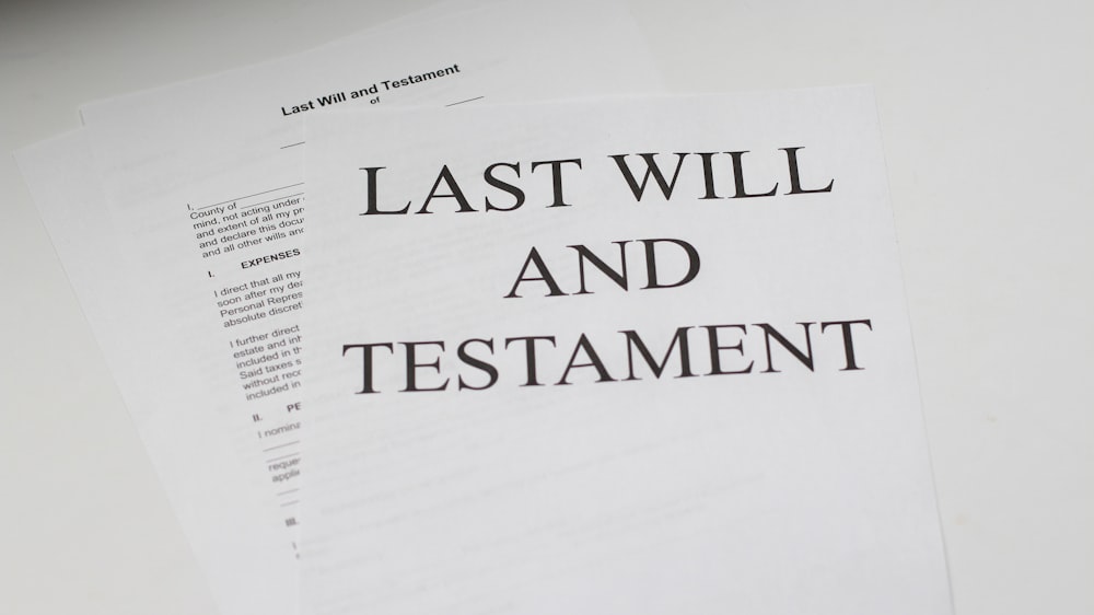 Ultime volontà e testamento carta bianca per stampante
