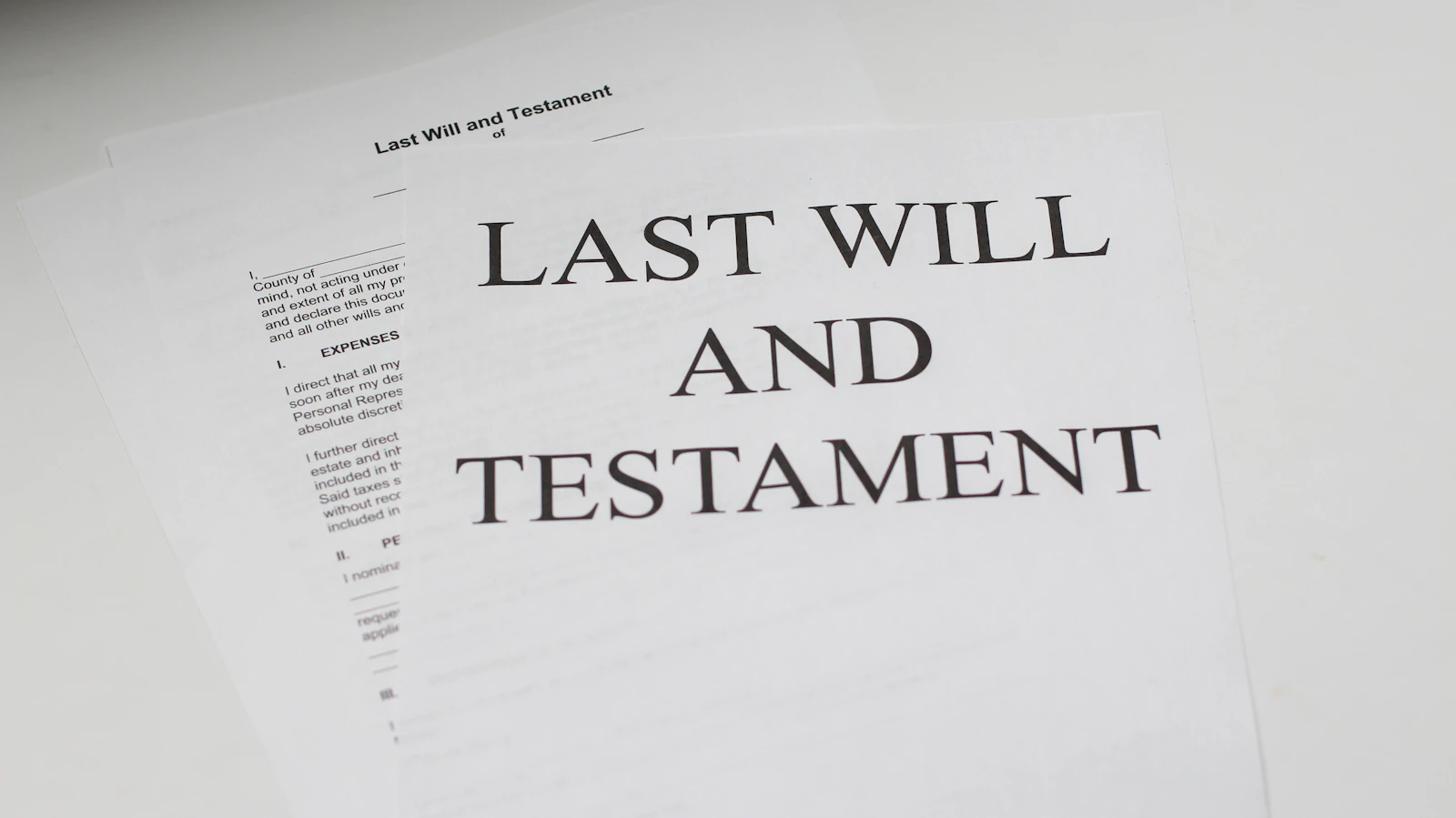 Last will and testament document