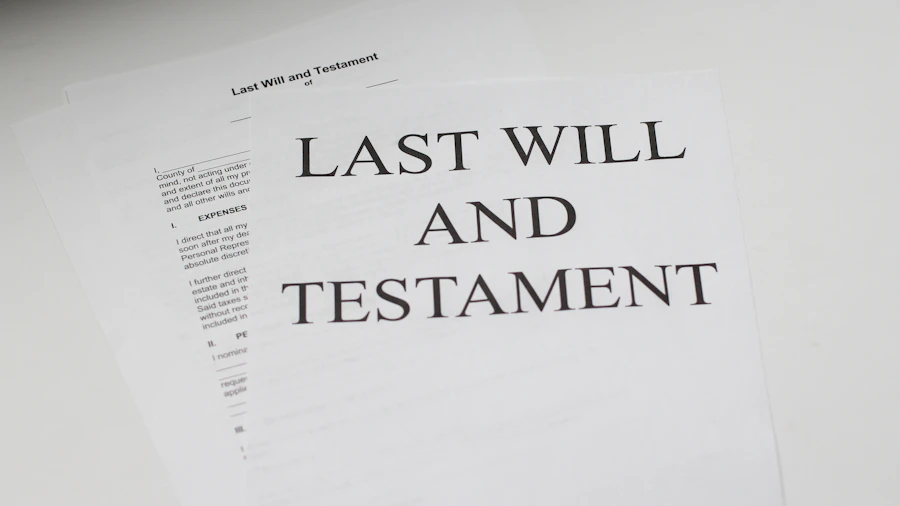 Last will and testament document