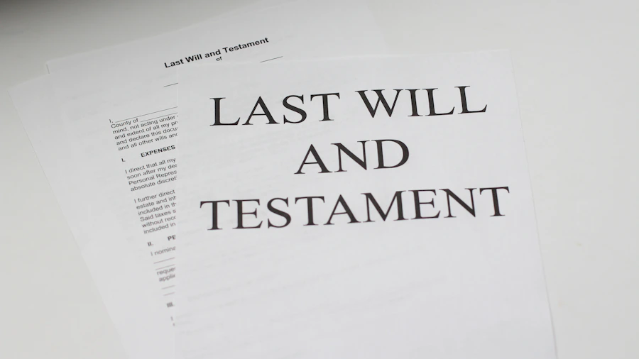 Last will and testament document