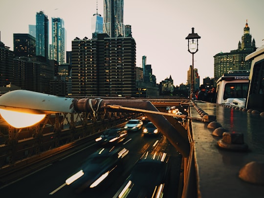 timelapse of traveling cars in Manhattan Municipal Building United States