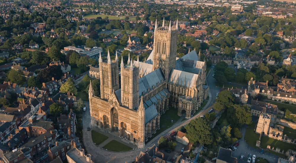 aerial photography of brown castle