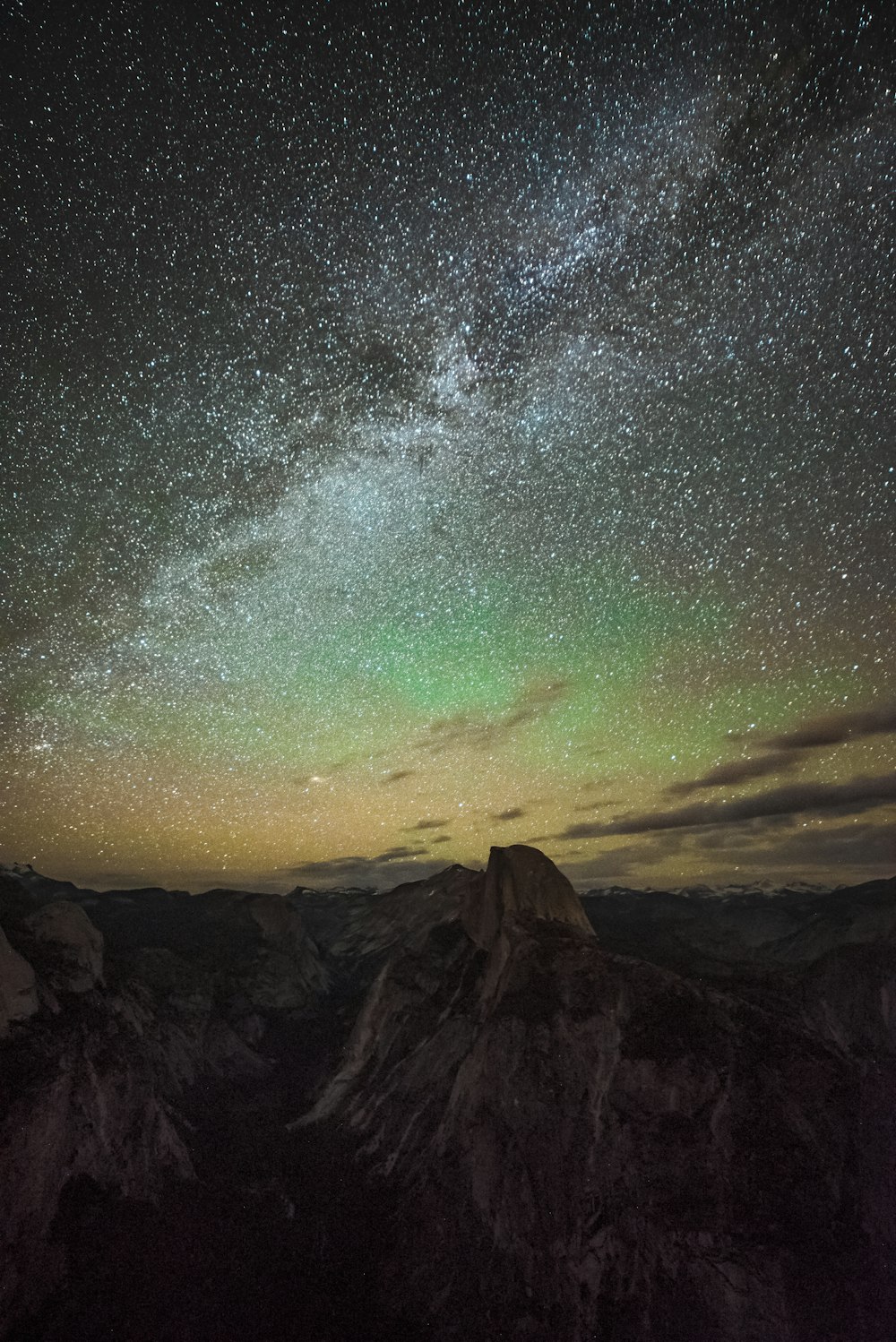 bird's-eye view photography of mountains during night time