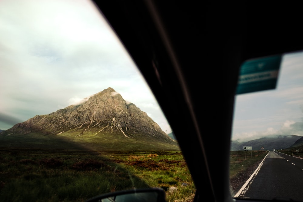 bottom view of mountain beside road