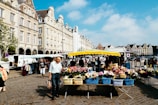 A friendly local market scene in Loire-Atlantique with vibrant stalls.