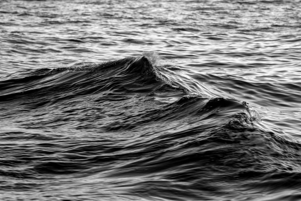 a black and white photo of a wave in the ocean