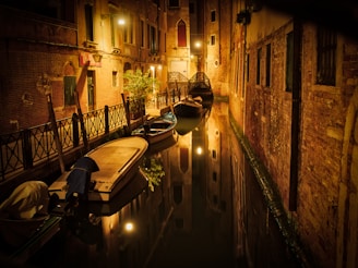 boats between buildings