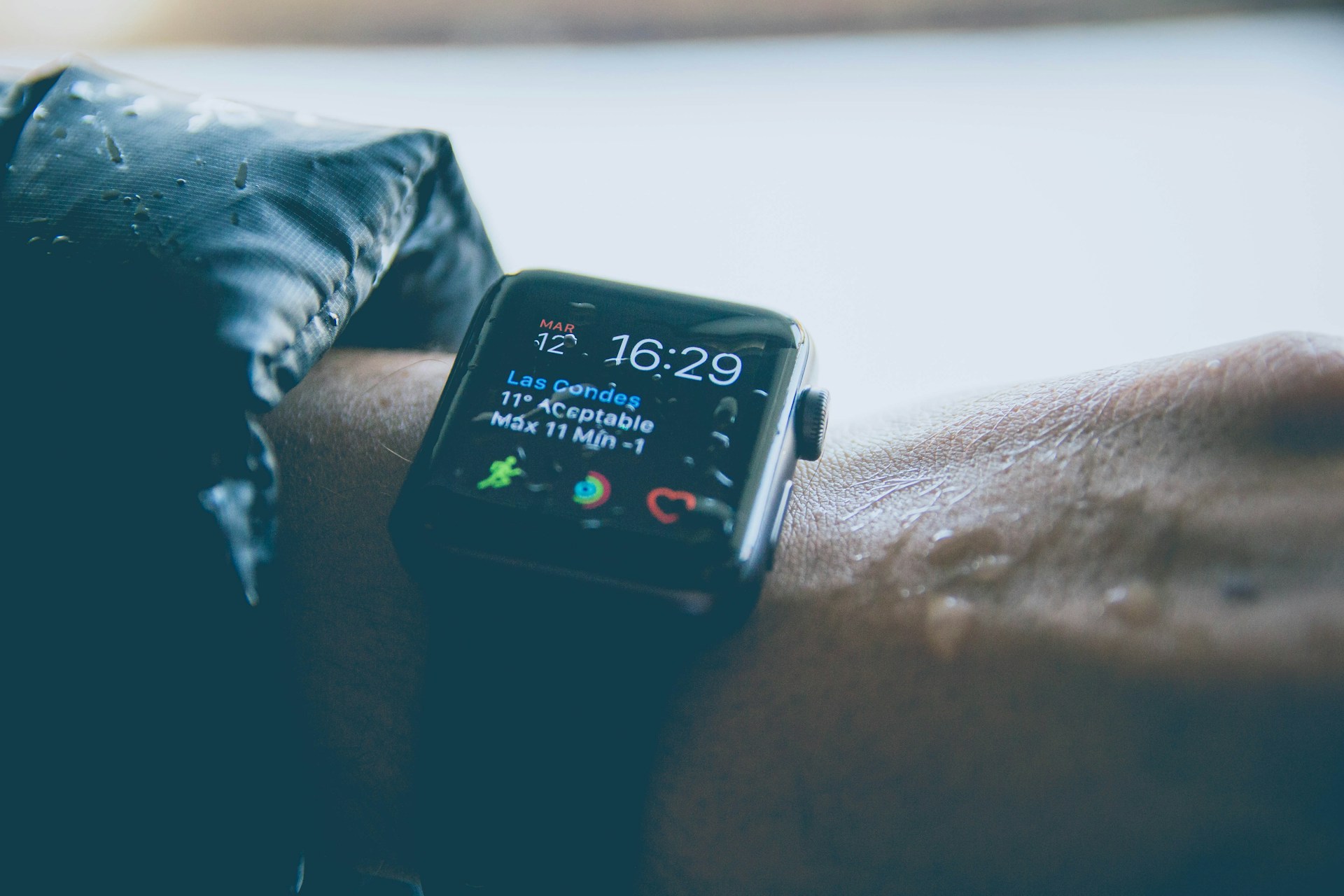 person's black smartwatch displaying 16:29