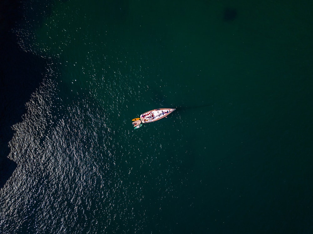 aerial photograph of boat