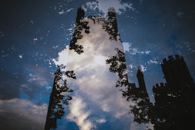 A haunting black-and-white still from a 1960s gothic horror film featuring a shadowy castle under a full moon.