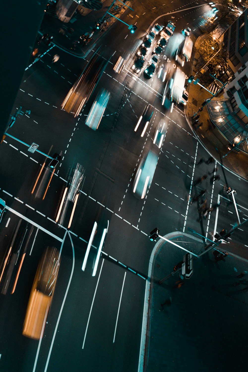 aerial view of road surrounded buildings