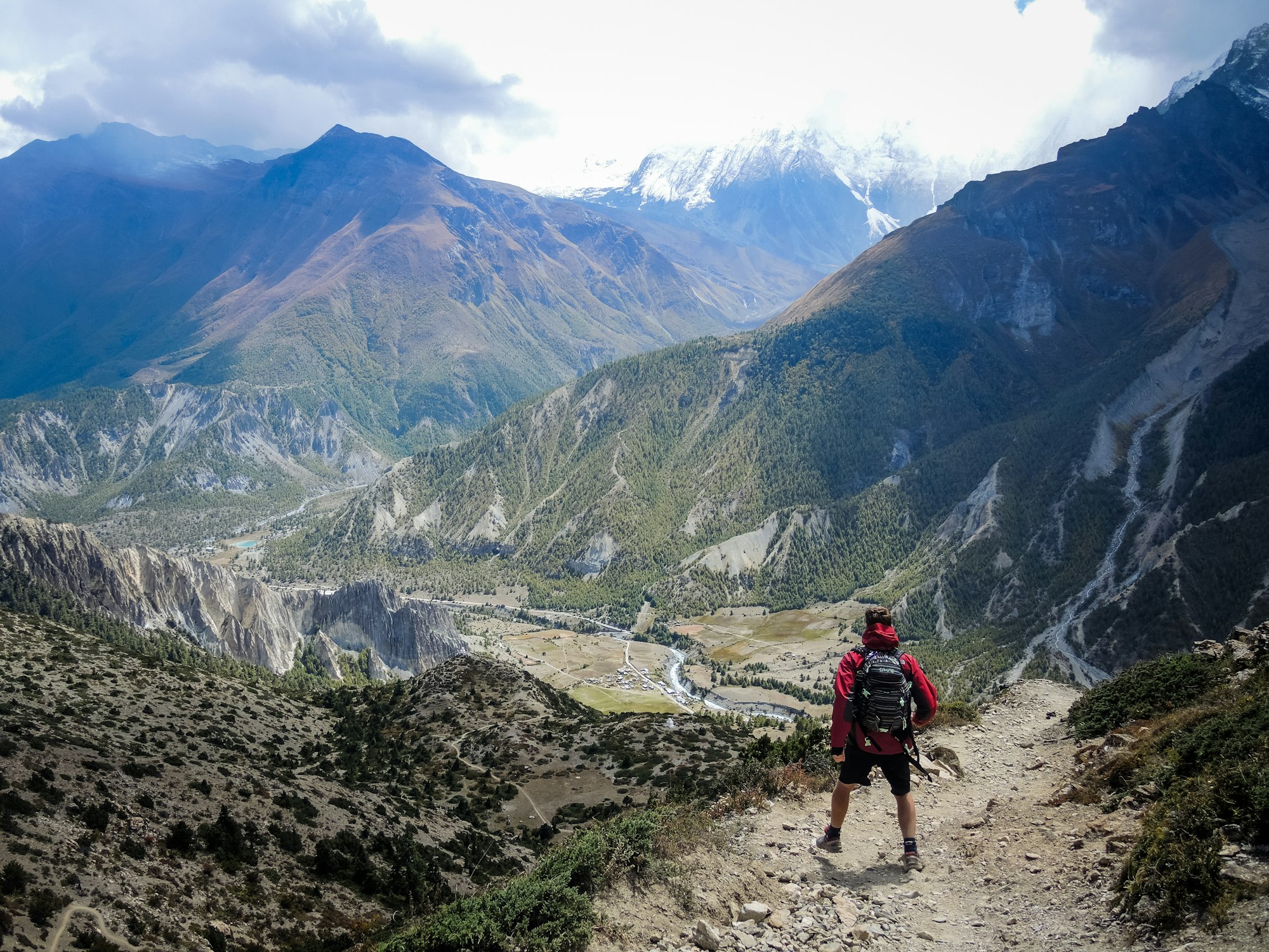A day hike up from Manang for acclimatisation prior to tackling the Thorung La Pass on the Annapurna Circuit, Nepal.
