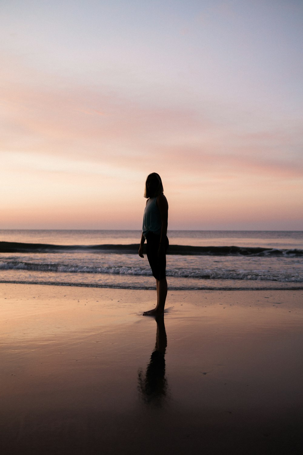 woman standing seashore
