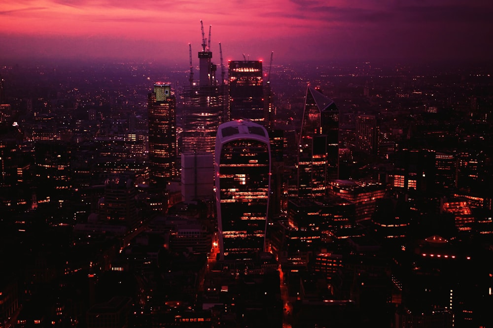 aerial photo of city during sunset