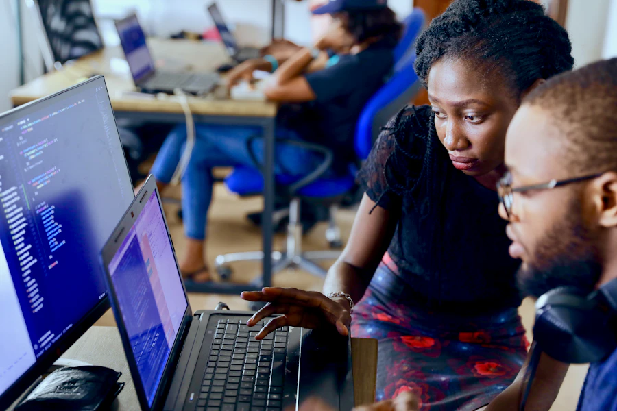 Technology professional working from a secure connected office