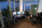 black leather swivel chair near desk