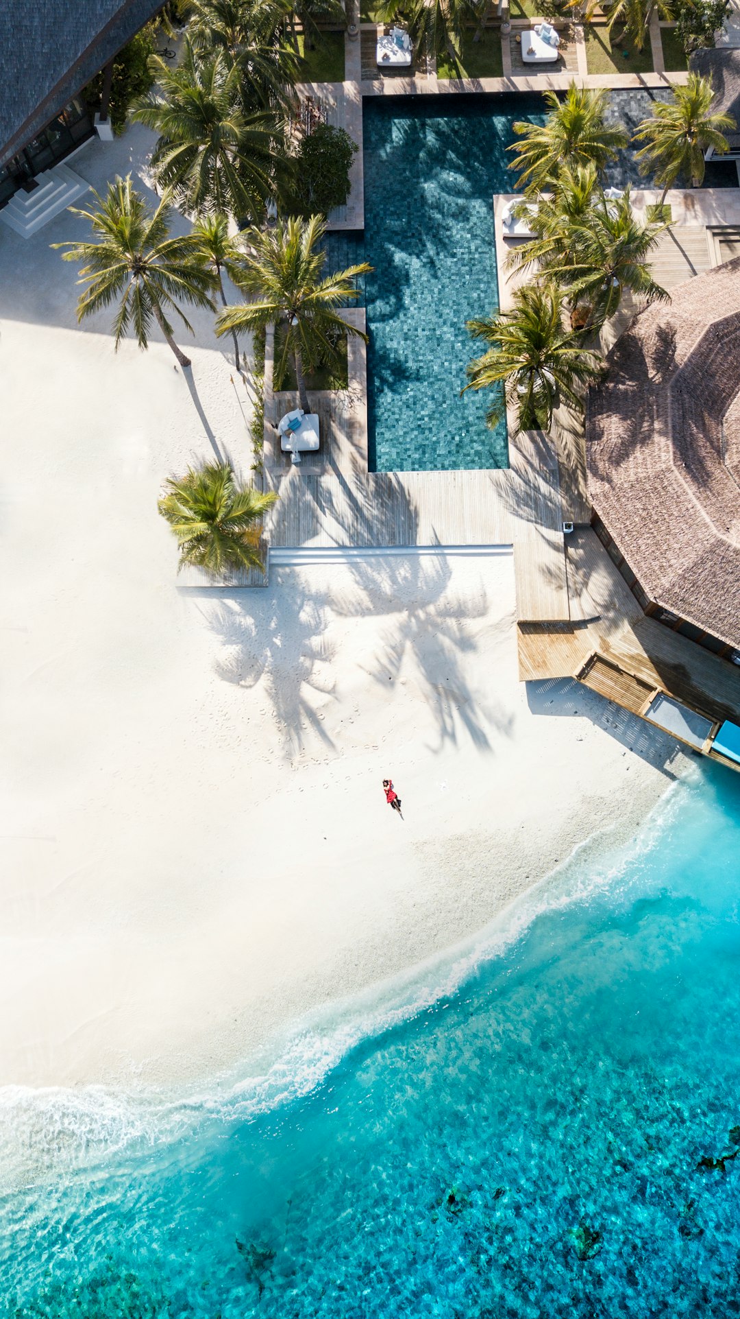 aerial view photography of seashore and pool