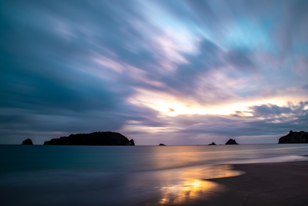 time-lapse photo of seashore