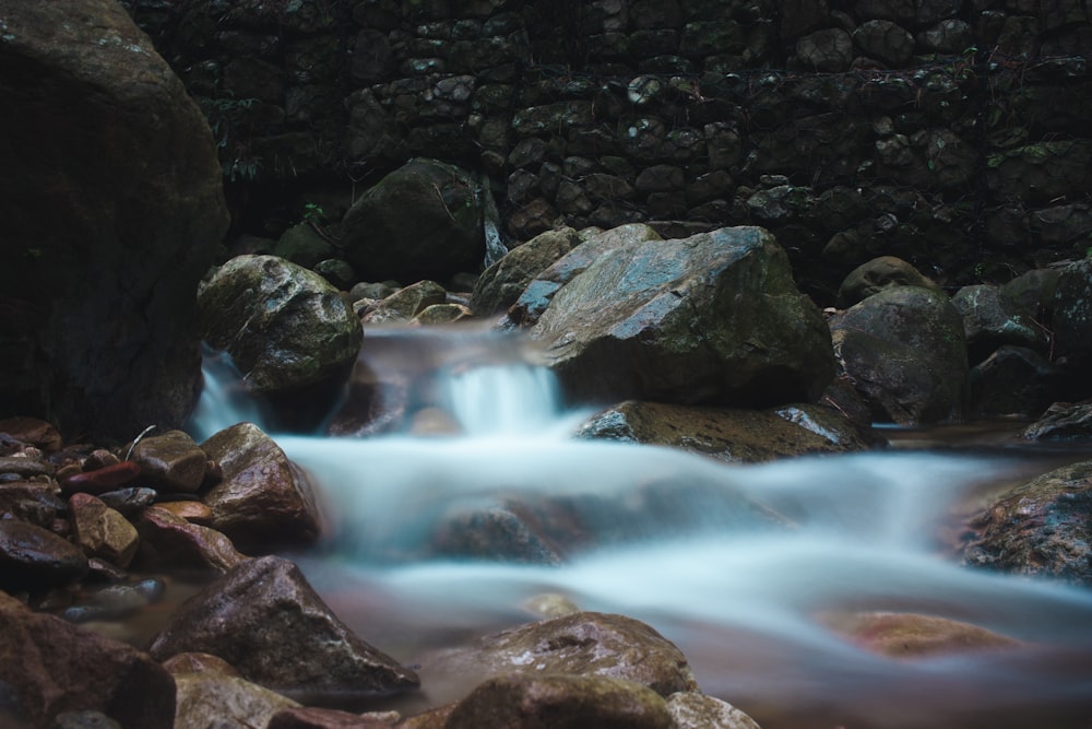 time-lapse photography of water stream