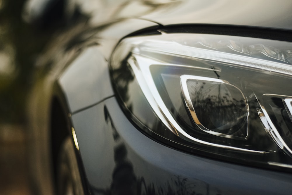 close-up photo of vehicle headlight