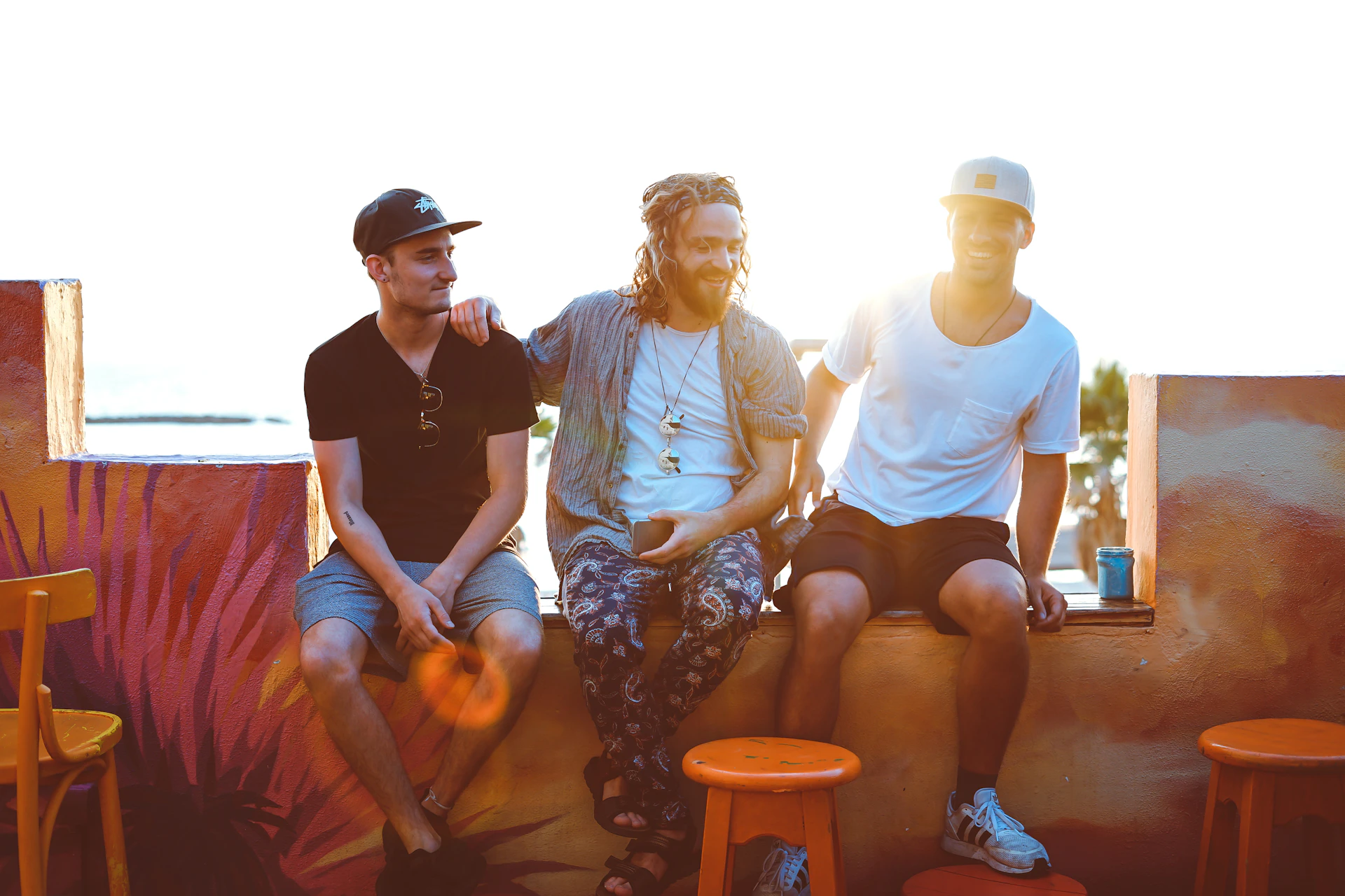 Men laughing together outdoors