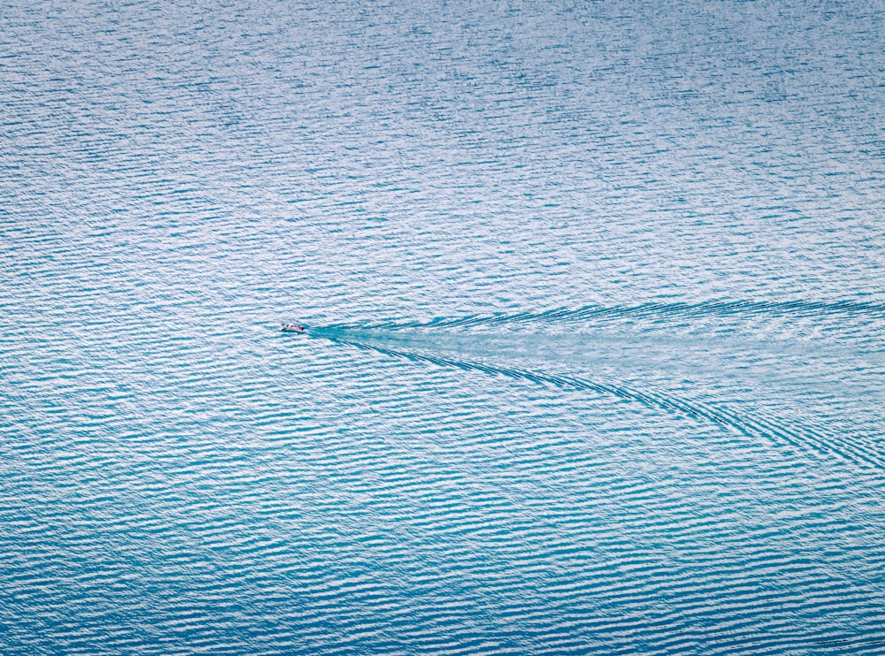 海上でのパワーボートの鳥瞰写真