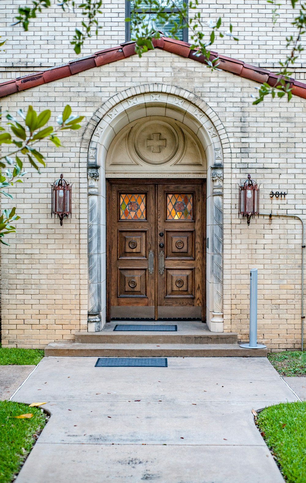 closed brown church door