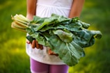 person holding bok choy