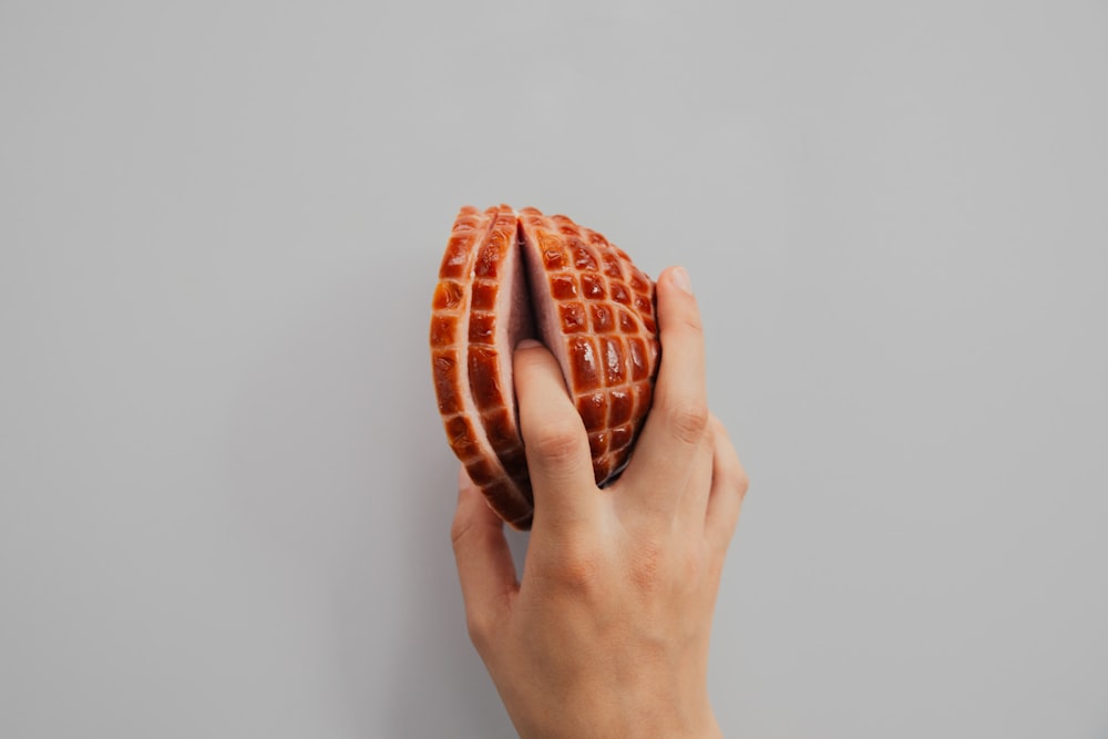 person holding meat