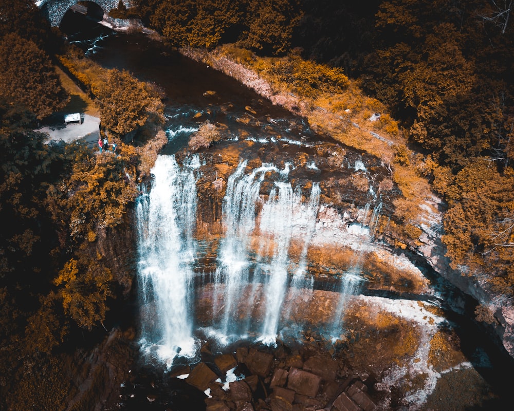 aerial photography of waterfalls