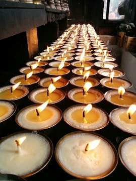 Group meditation with candles.