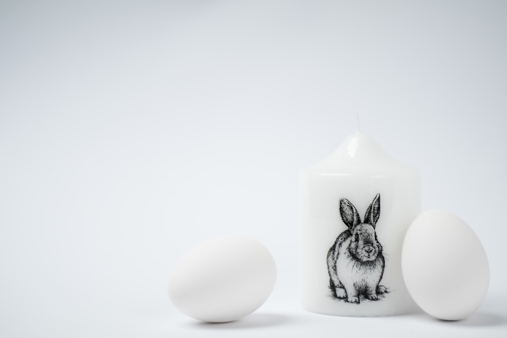 white cup with rabbit print