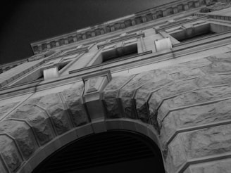 A close-up shot of the building's intricate facade details.