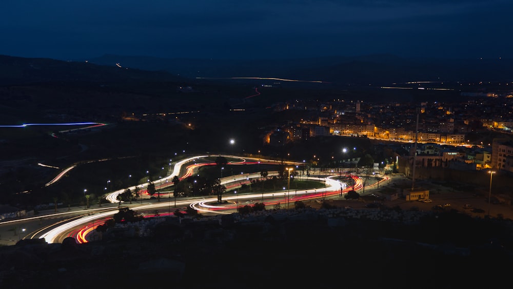 aerial view of cityscape during nighttime