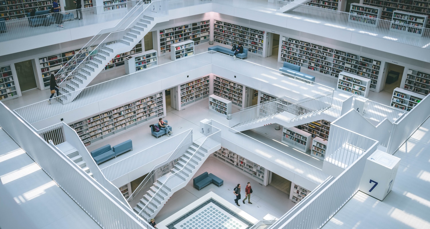 people walking inside library